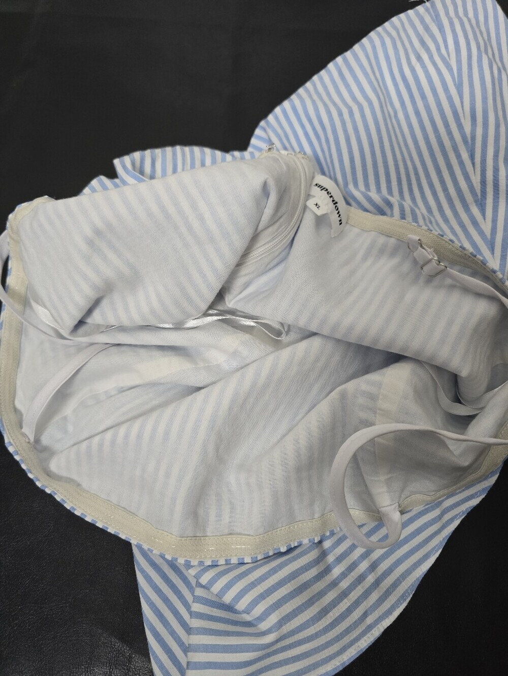 Superdown Rosalie Striped Ruffle Dress White/blue Size XL - Picture 11 of 11